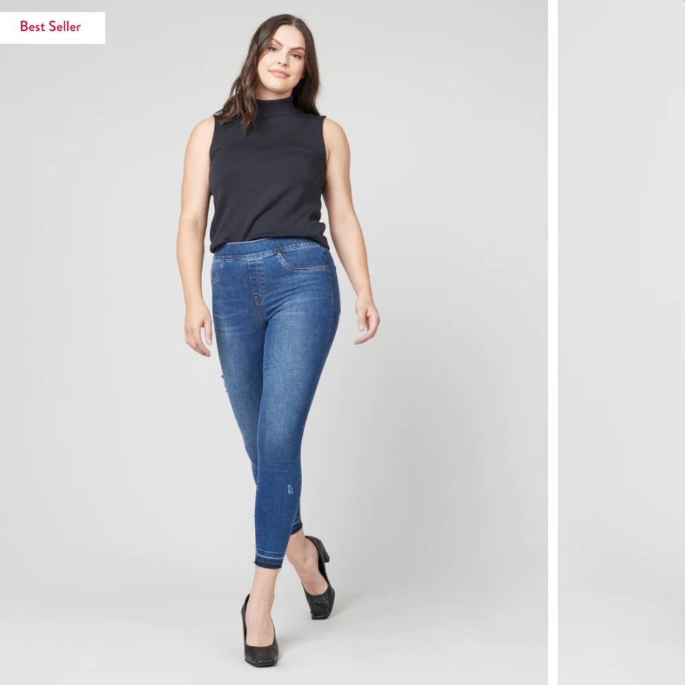 Spanx Distressed Ankle Skinny Jeans, Medium Wash